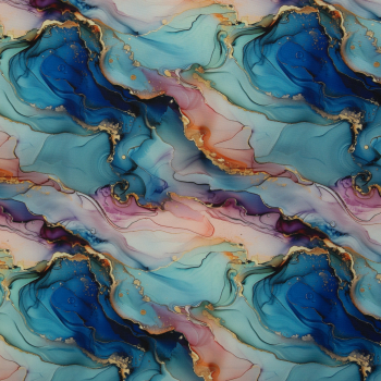 Oxford Flowing Bloom by Sarah Mariam - Outdoorstoff Liquid/ Marmor-Design in blau - rosa