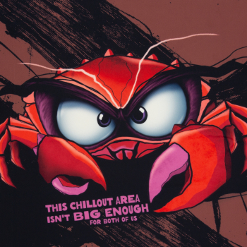 Salty Pillows - Velvet Samt Panel mit Eddy the Crab by Thorsten Berger in pink - Kissen-/ Dekopanel mit Krabbe auf pink