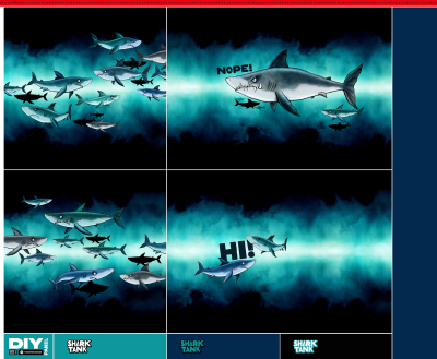 Preview: Salty Pillows - Velvet Samt Panel mit Haien von Thorsten Berger - Kissen-/ Dekopanel mit Haien