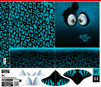 Preview: VORBESTELLUNG! - Monsta Pillows - Velvet Samt Panel mit Monster by Thorsten Berger in türkis/ petrol - Kissenpanel