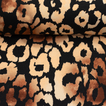 Preview: Baumwolljersey Olivia - Leo auf schwarz