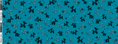 French Terry Shit happens by Thorsten Berger - viele kleine Luftballon - Hunde auf blau