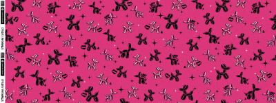 Preview: French Terry Shit happens by Thorsten Berger - viele kleine Luftballon - Hunde auf pink