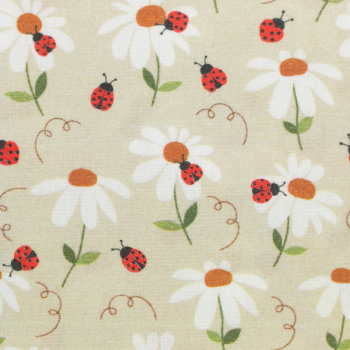 beschichtete Baumwolle - Malea mit Marienkäfern und Blüten - Glückskäfer