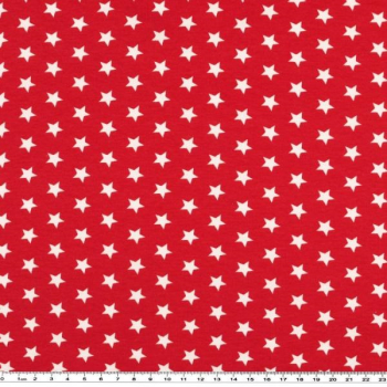 Baumwolljersey Sterne rot - weiß