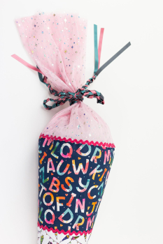 Preview: Baumwoll Webware Kim - bunte Zahlen auf dunkelblau