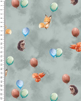 Softshell Digital Stylez Luftballon mit Tieren - Igel, Fuchs + Eichhörnchen