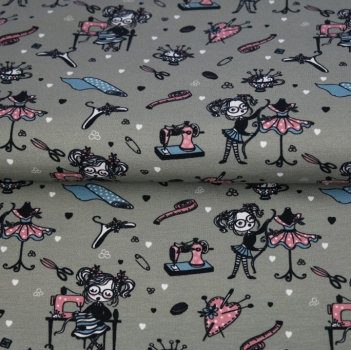 Baumwolljersey Nähen - Nähmaschine, Schneiderpuppe, nähen