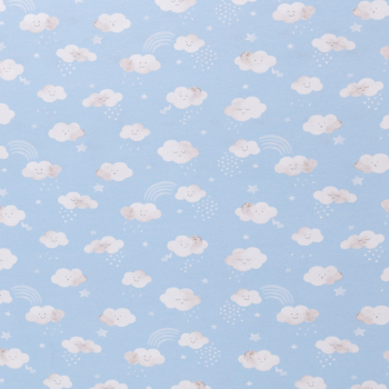 Preview: Baumwolljersey Little Spring - Wolken hellblau