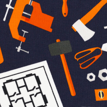 Preview: Baumwolljersey Jesse - Werkzeug - dunkelblau