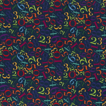 Baumwoll Webware Kim - bunte Zahlen auf dunkelblau