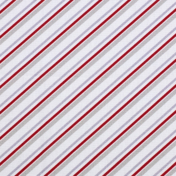 Baumwoll - Popeline Nordpol schräge Streifen weiß-rot-grau