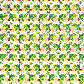 Preview: Baumwoll Webware Kim - Glückskäfer - Marienkäfer auf Klee