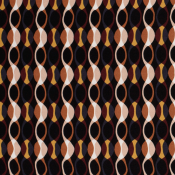 Viskose Webware mit Retro Muster - Wellen in ocker und braun