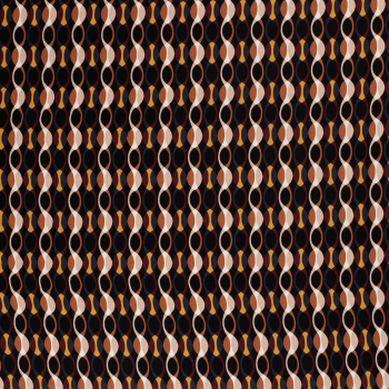 Viskose Webware mit Retro Muster - Wellen in ocker und braun