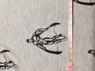 Baumwolljersey Superheld- Super Hero - graumeliert