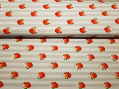 Baumwolljersey Äpfel und Streifen