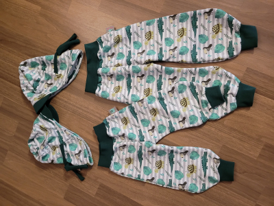 Preview: French Terry mit Krokodil, Schildkröte und Blättern und Streifen - Fräulein von Julie