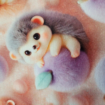 Baumwolljersey Glittery Hedgehogs - süße Igel mit Äpfeln