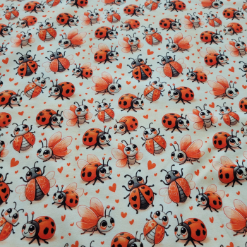 Baumwolljersey Lovebugs - Glückskäfer - Marienkäfer - Rest 0,95 m