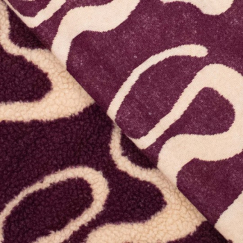 Preview: Teddy - Plüsch in beere mit Muster