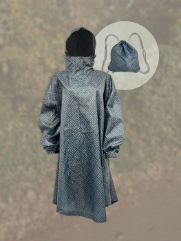 Preview: Raincoat - dünner, leichter Regenjacken-Stoff + Poncho - Muster in schwarz - grau
