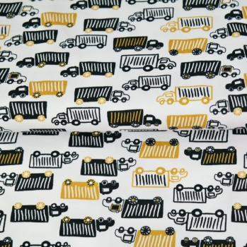 Baumwolljersey LKW - Lastwagen in schwarz - ocker