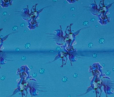 French Terry Einhörner auf blau