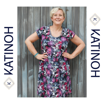 Preview: French Terry - Love is the new black - Blüten in pink auf schwarz - Katinoh