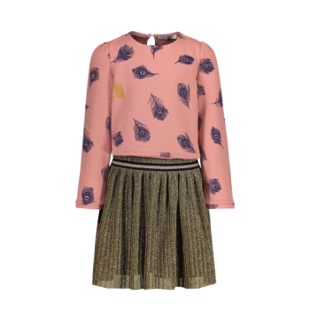 Preview: French Terry mit Federn und Glitzer auf rosa