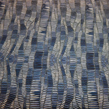 Baumwolljersey denim - look - Streifen/ Muster blau- Digitaldruck