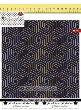 Preview: Viskosejersey - Geometrisches Muster auf navy