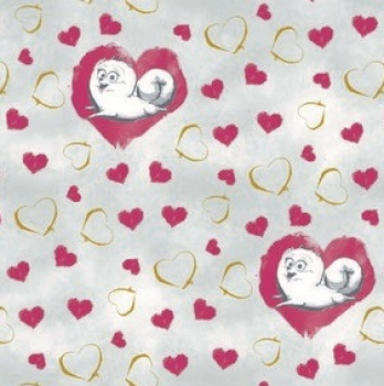 Baumwoll - Popeline Pets -  Gidget - grau + Herzen