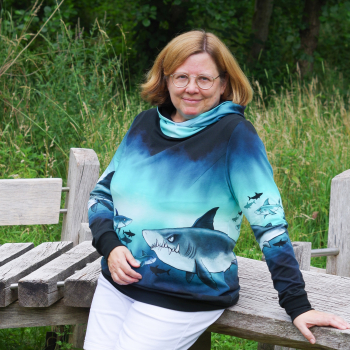 Preview: French Terry  Panel Shark Tank by Thorsten Berger mit großem Hai