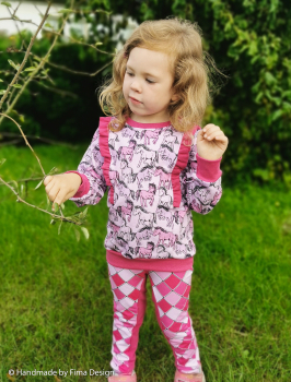 Preview: Free Horses by Steinbeck - French Terry mit Karo diagonal in rosa-pink