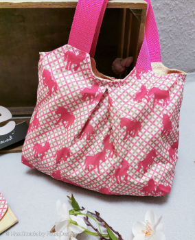 Preview: Free Horses by Steinbeck - Baumwoll - Popeline mit Karo in rosa - pink