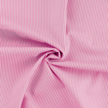 Baumwoll - Popeline Daisy mit schmalen Streifen in rosa - weiß