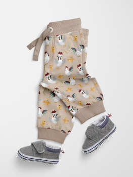 Preview: Baumwolljersey Landkind mit Küken, Hühnern und Hähnen