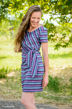 Preview: French Terry - Glow by Lycklig Design - Streifen blau - pink