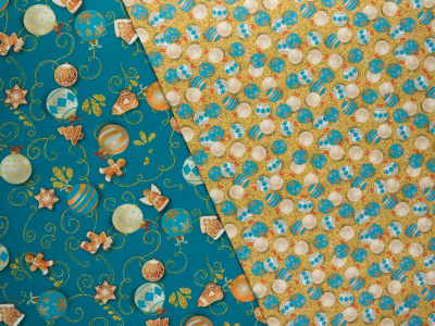 Preview: Baumwoll Webware Merry Christmas -  Christbaumkugeln / Weihnachtskugeln auf Glitzer - goldprint