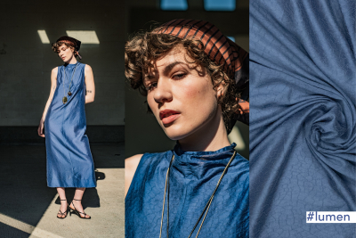 Preview: Tencel Jacquard crinckle blau