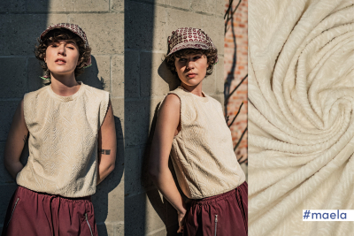 Preview: Jacquard Frottee mit Muster in beige