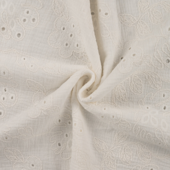 Musselin Bambino mit Stickerei in ecru