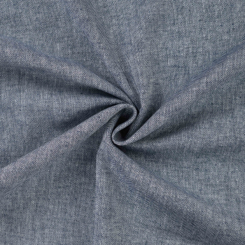 Baumwoll - Leinen - Mix mit Fischgräten - Muster in navy