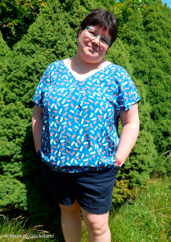 Viskose - Webware Jonna mit kleinen Strichen auf blau