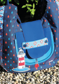 Preview: Dekostoff/ Canvas Heiner mit Regentropfen auf blau