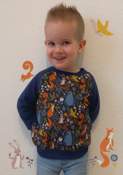 French Terry Dwellers by Käselotti - Waldtiere - Fuchs, Bär, Hase und Vögel