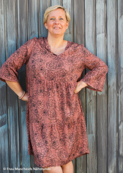 Viskose Webware - Grow by Käselotti - Blüten auf hellem terracotta