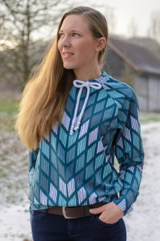 Preview: Modal French Terry Cozy Big Knit by Lycklig Design - petrol - mint - weiß - Strickoptik