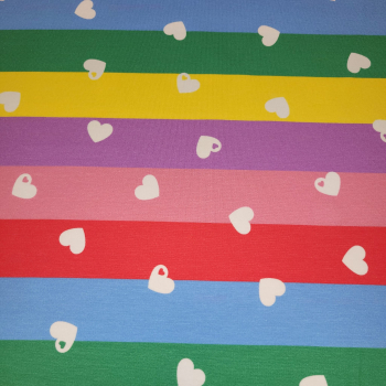 French Terry mit Herzen auf bunten Streifen - "Mein Herzchen" by Graziela